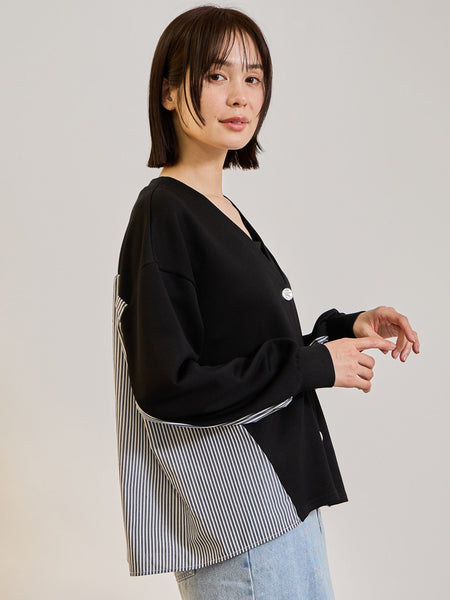 ダンボールバックストライプカーディガン