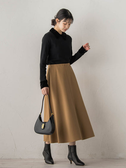 ベロア襟付きニット≪手洗い可能≫