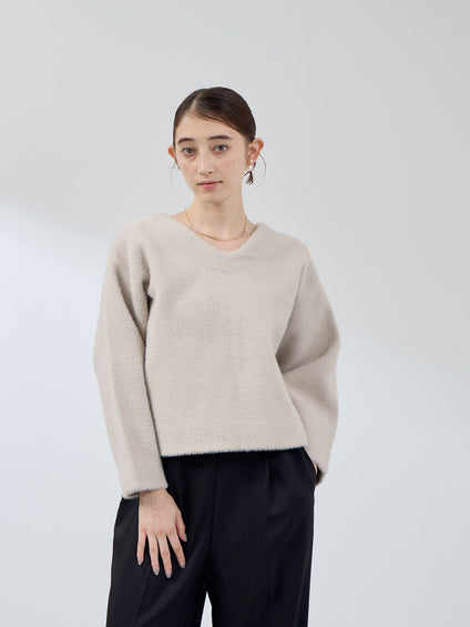 フェレットタッチWフェイスボクシーニット≪手洗い可能≫