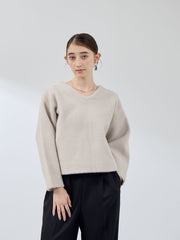 フェレットタッチWフェイスボクシーニット≪手洗い可能≫