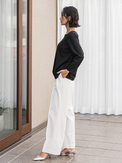 【WEB限定】シェルタリングワイドパンツ≪洗濯機で洗える≫