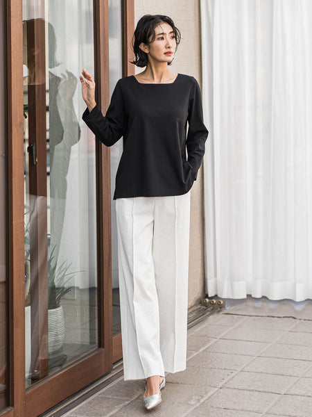 【WEB限定】シェルタリングワイドパンツ≪洗濯機で洗える≫