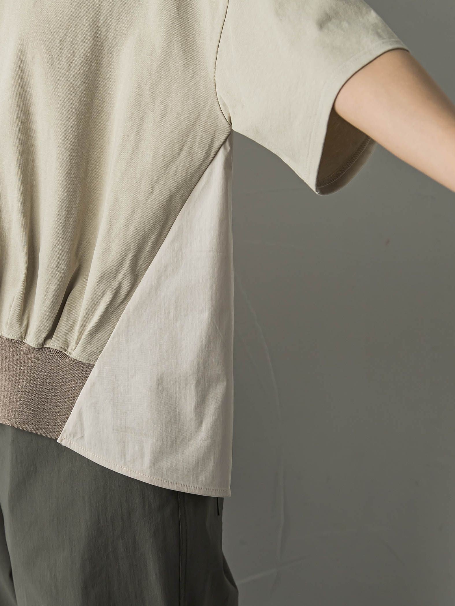 裾リブ前後異素材プルオーバー≪手洗い可能≫