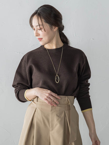 配色クルーネックニット≪洗える≫