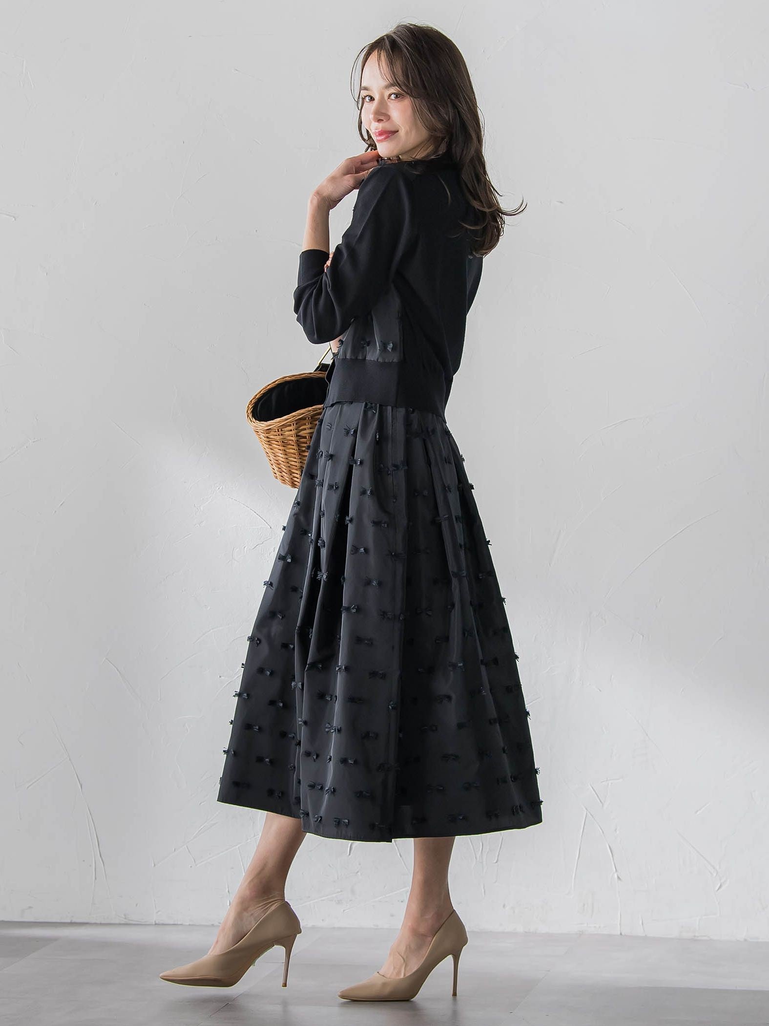 リボンジャガードカーディガン