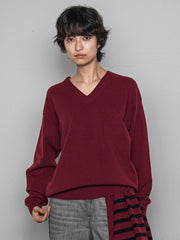 【ふわもち】Vネックニット≪洗濯機で洗える≫