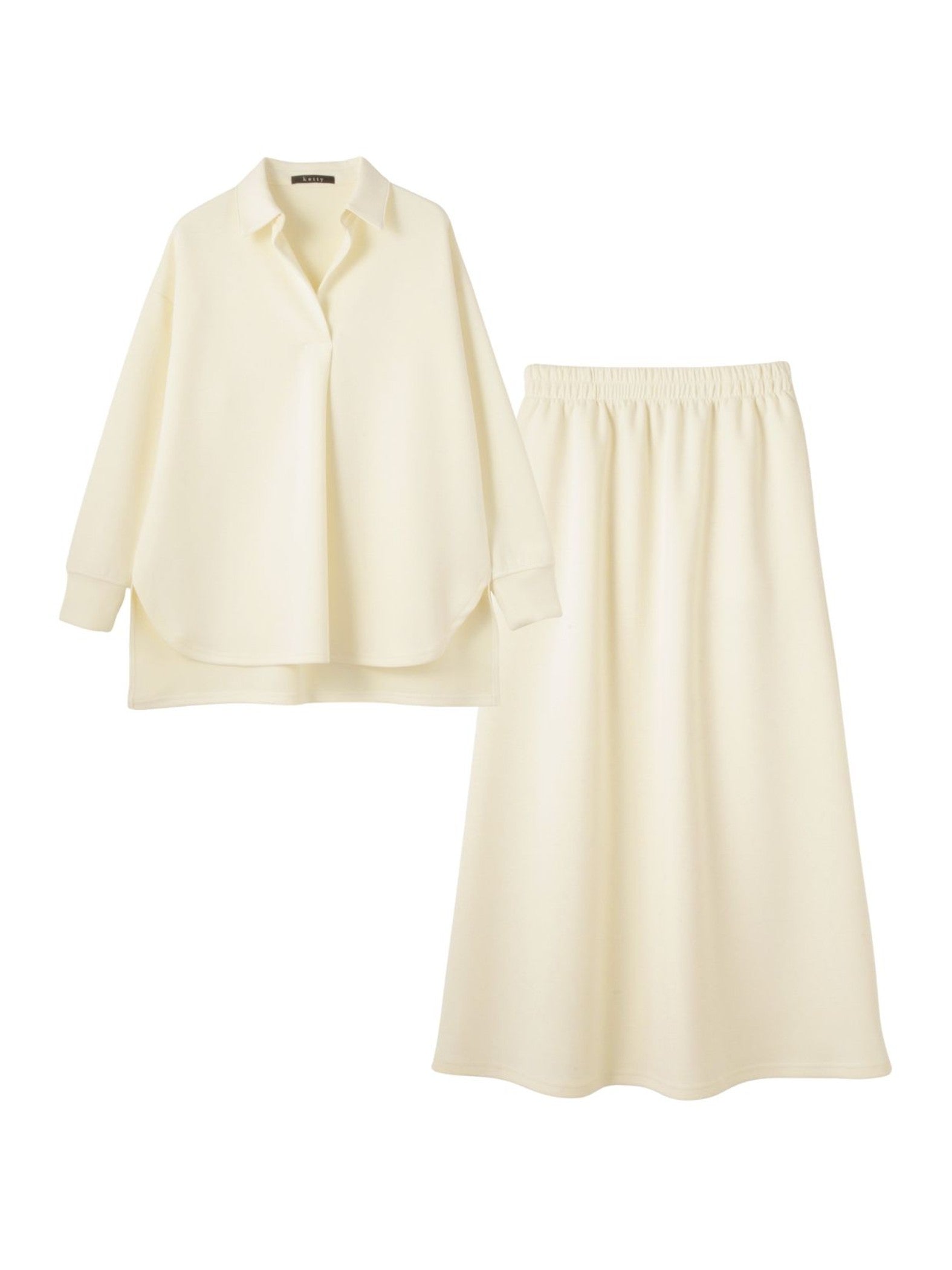 【SET】ダンボールニットスキッパートップ×スカート2ピース