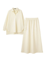 【SET】ダンボールニットスキッパートップ×スカート2ピース