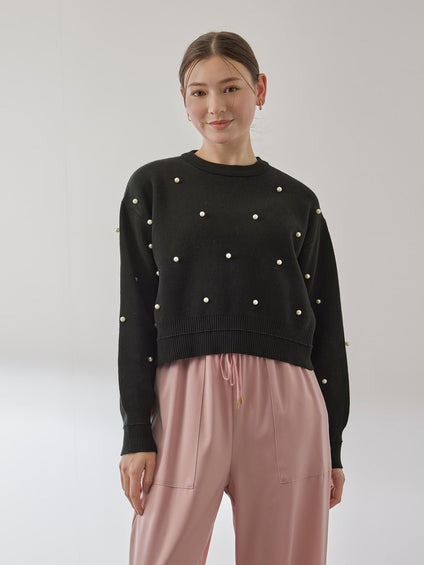 パールドットニットプルオーバー≪手洗い可能≫