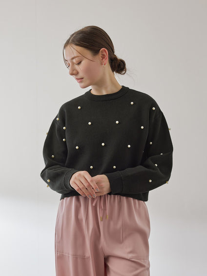 パールドットニットプルオーバー≪手洗い可能≫