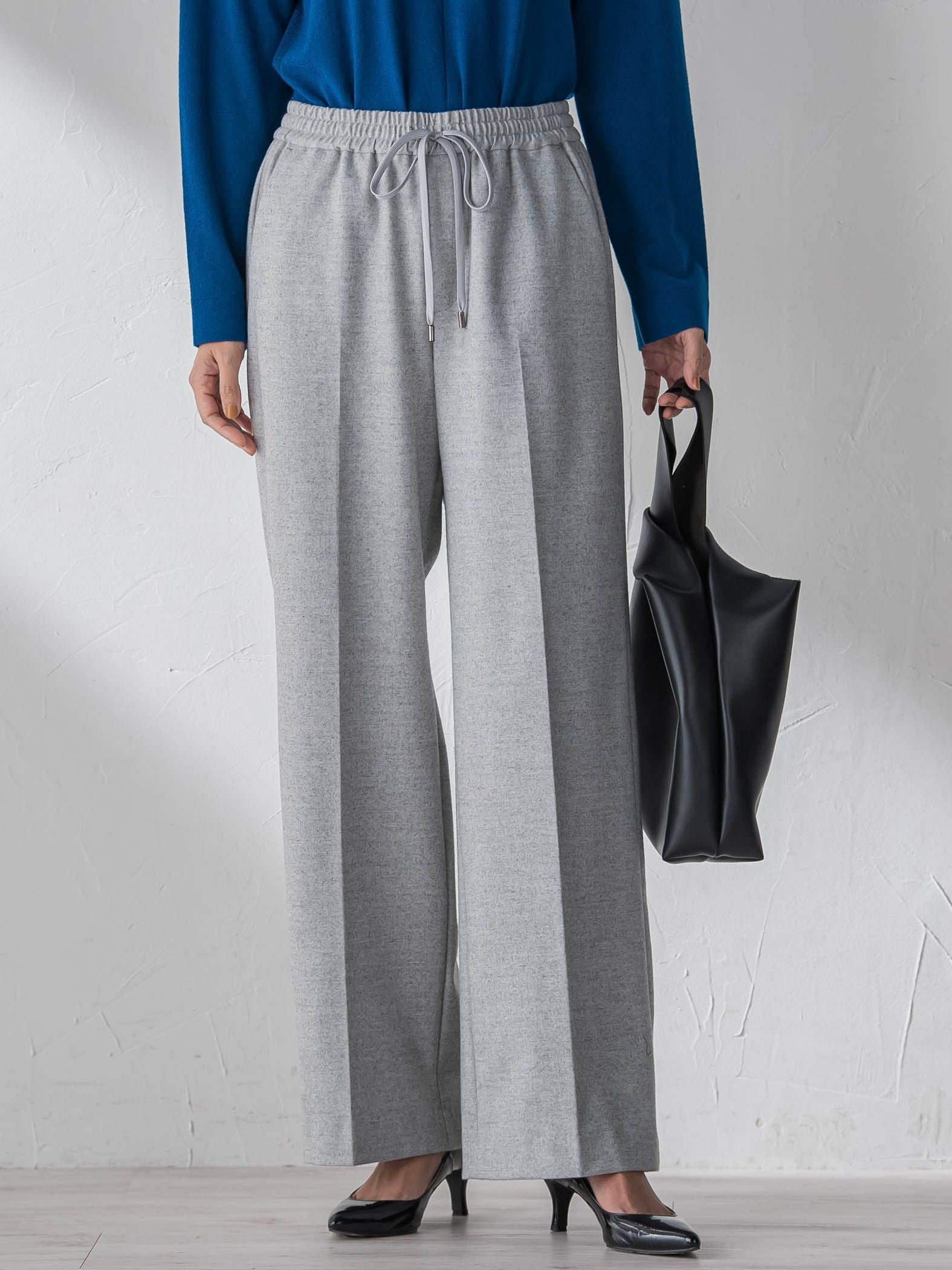 【大きいサイズ】両面起毛ワイドパンツ