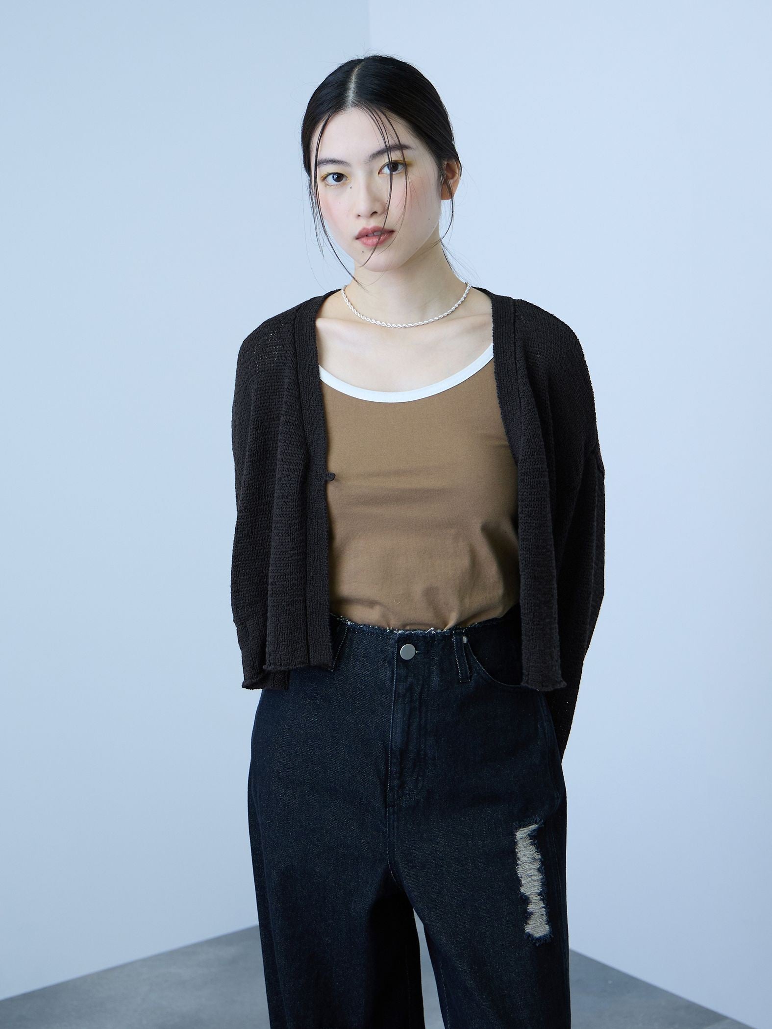 バイカラーパイピングタンクトップ