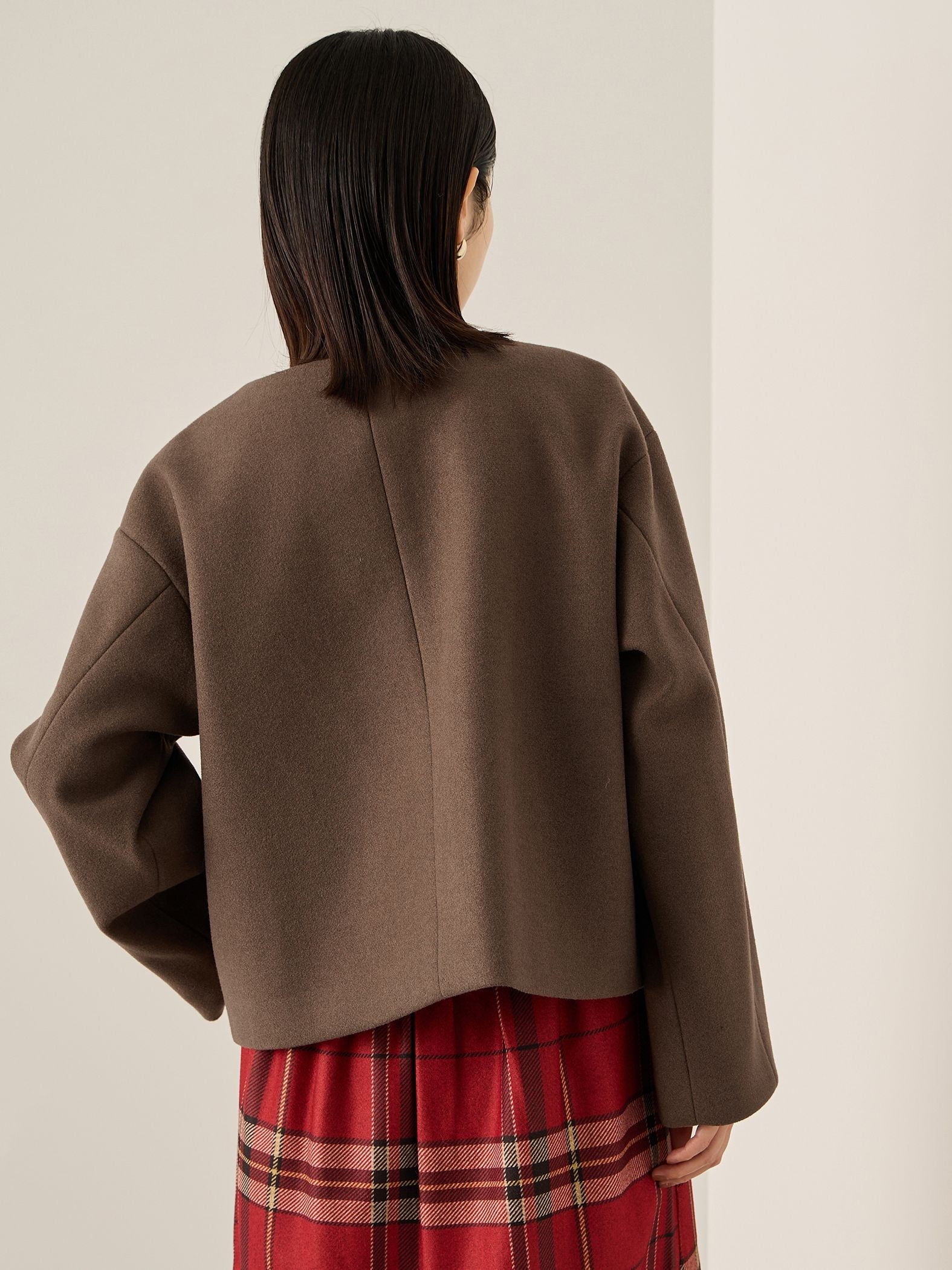 ウールチョウジャージーノーカラージャケット