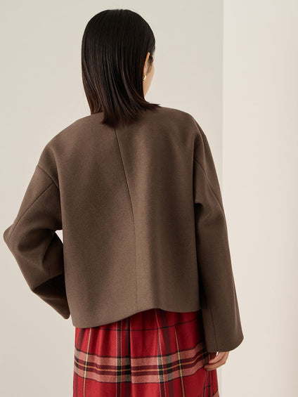 ウールチョウジャージーノーカラージャケット