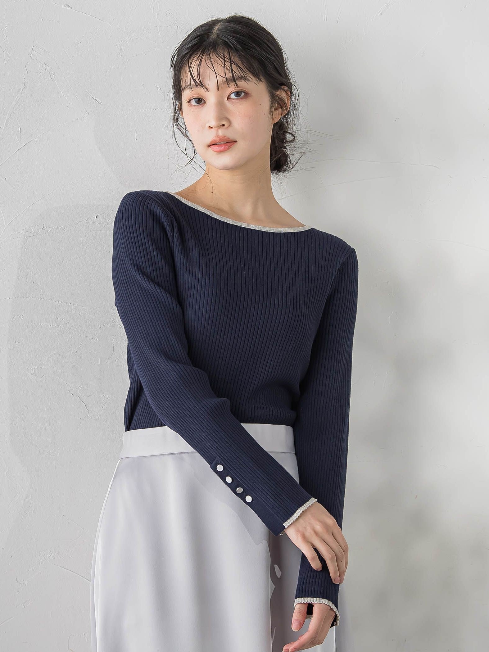 配色RIBニット≪手洗い可能≫