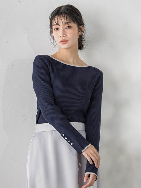 配色RIBニット≪手洗い可能≫