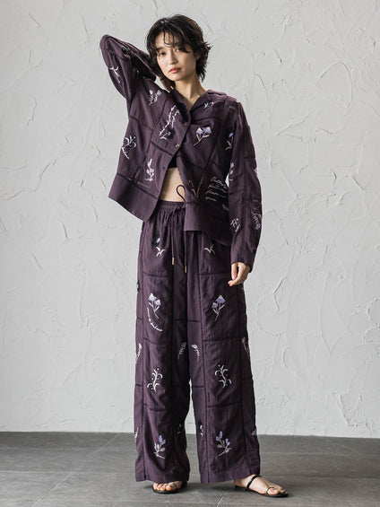 【40周年限定】パッチワーク刺繍オープンカラーシャツ