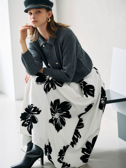 襟付きニットジャケット≪手洗い可能≫