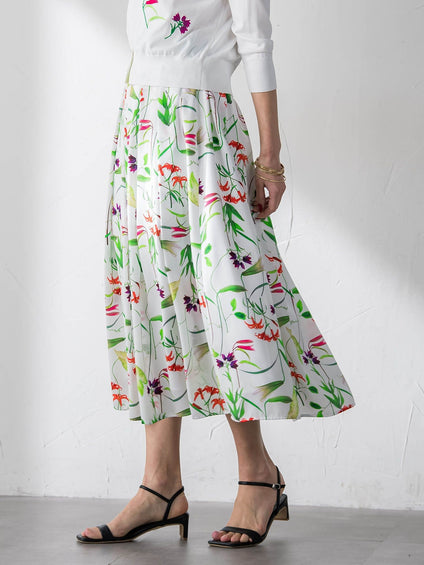 【KEITA KAWASAKI × Viaggio Bluコラボ】リリープリントスカート