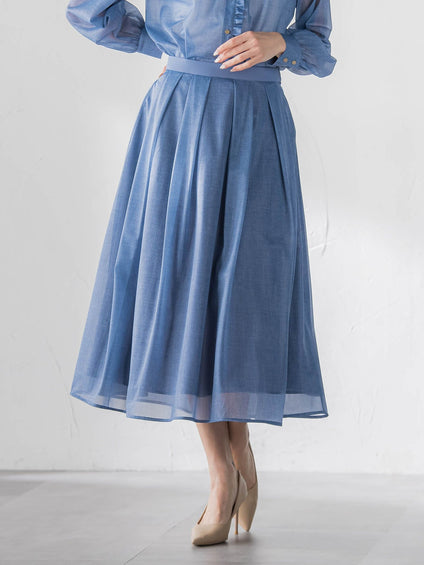 オーガンジーデニムスカート