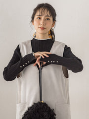 袖ボタンランダムリブニット≪手洗い可能≫