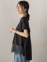 【WEB限定】キーネックレース切替ブラウス