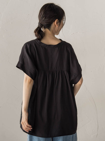 【WEB限定】キーネックレース切替ブラウス