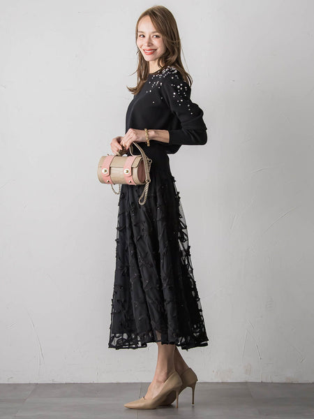 アシメパールビジューニット