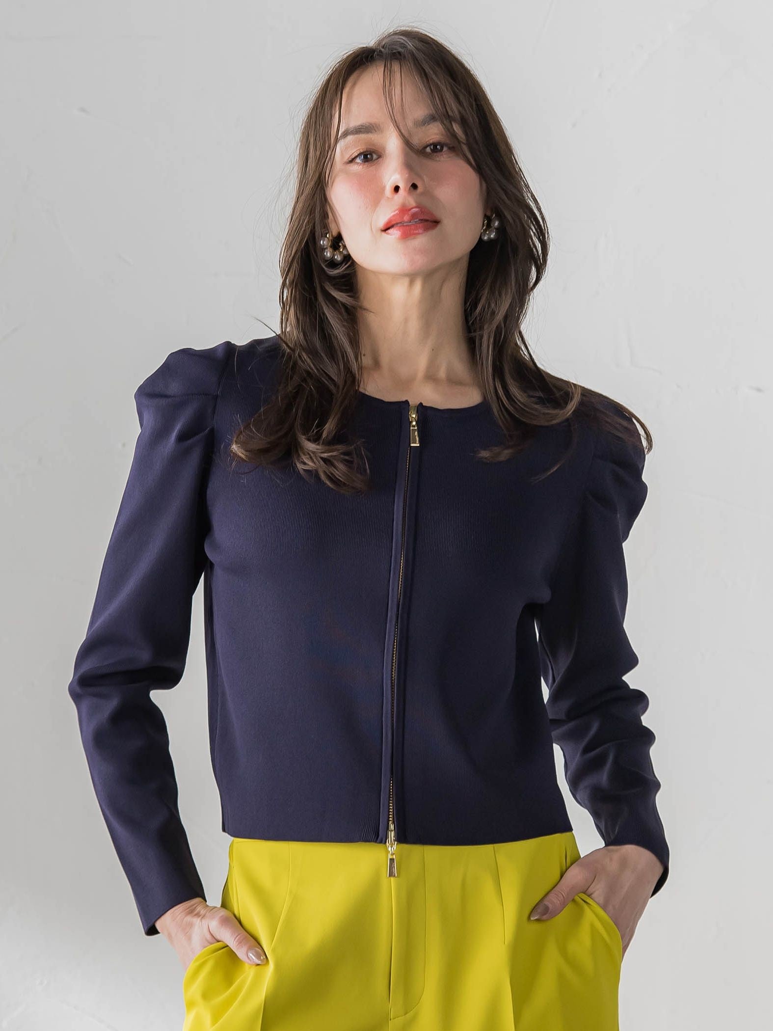 パフスリーブダブルジップブルゾン