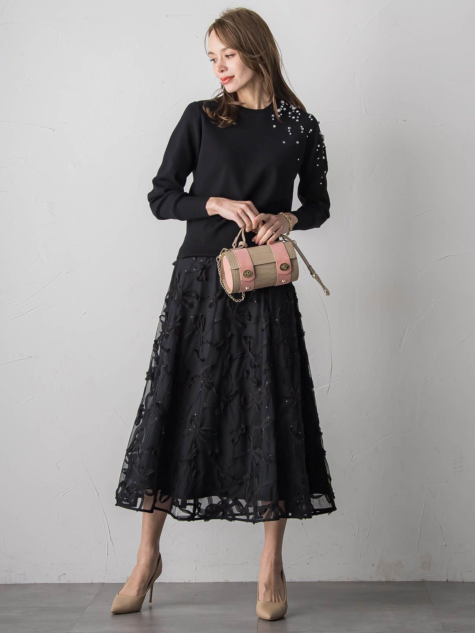 アシメパールビジューニット