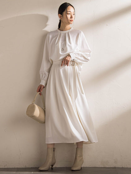 ウールブレンドストレッチフレアスカート≪セットアップ対応/手洗い可能≫