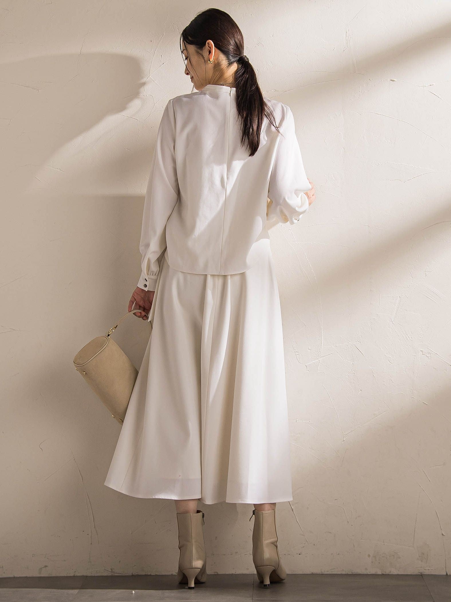 ウールブレンドストレッチフレアスカート≪セットアップ対応/手洗い可能≫