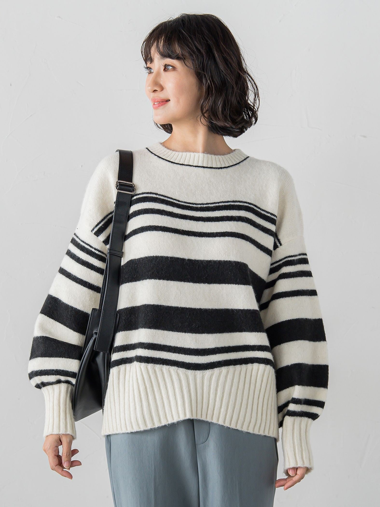 【WEB限定】”ふんわり着心地”ランダムボーダーニット