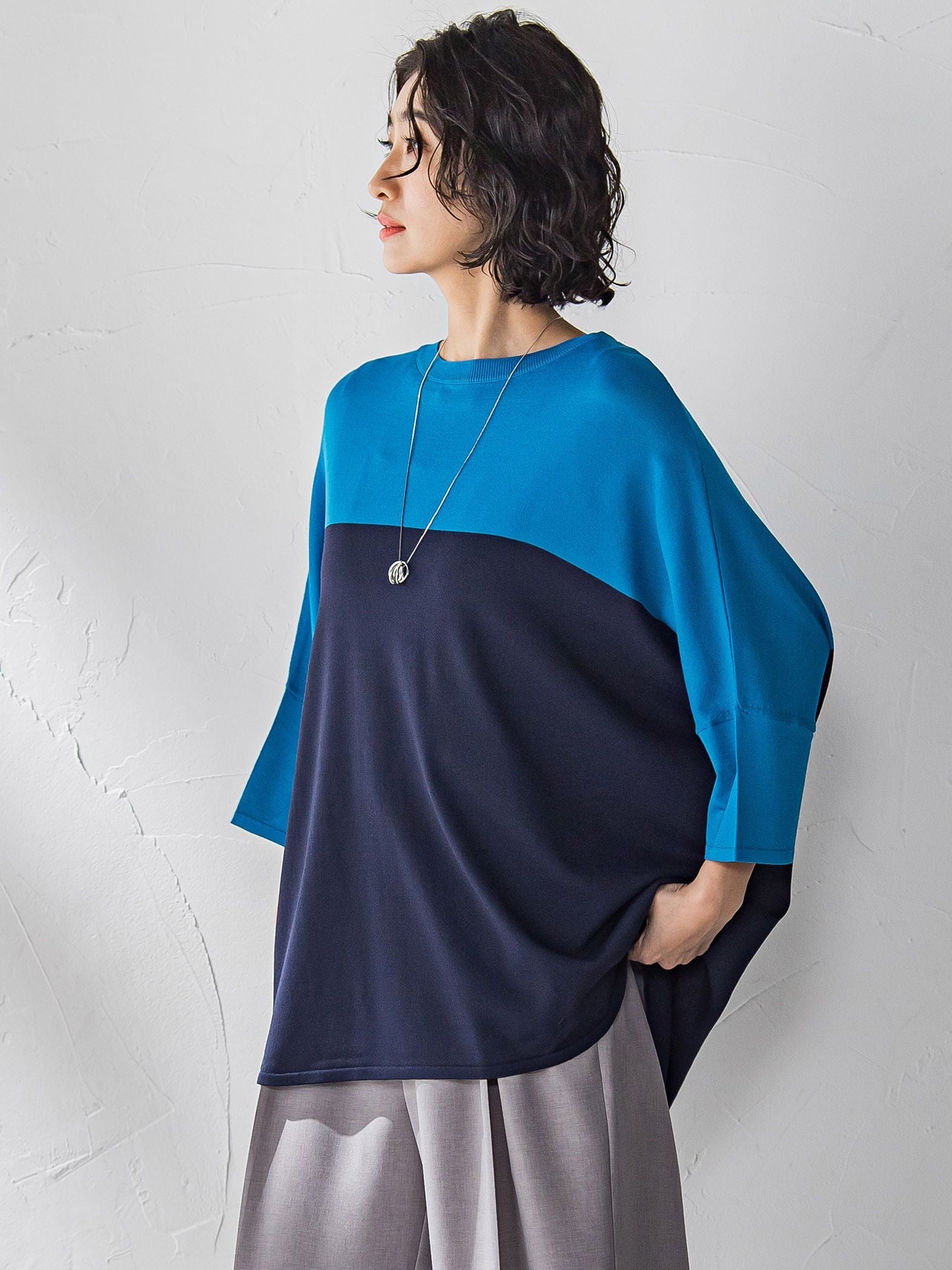 【WEB限定】バイカラーニット≪手洗い可能≫
