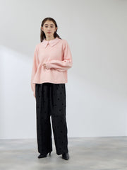 杢ストレッチ襟付きペプラムニット≪手洗い可能≫