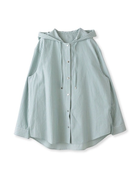 ドビーストライプフードシャツ