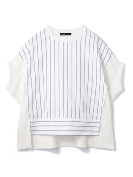 《予約》【機能するミニマル服】ストライプ切替プルオーバー　《接触冷感/吸水速乾/UVカット》