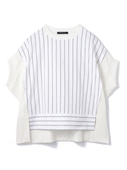 《予約》【機能するミニマル服】ストライプ切替プルオーバー　《接触冷感/吸水速乾/UVカット》