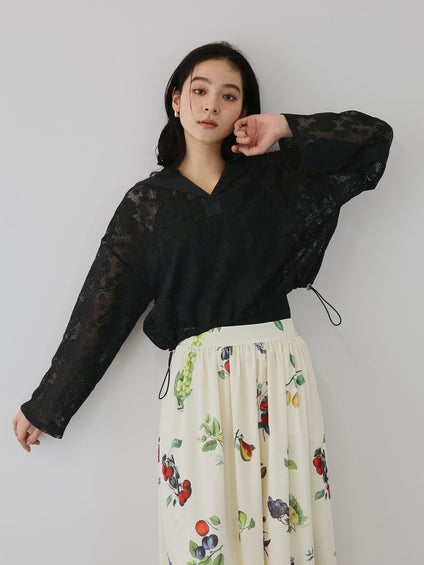 ボタニカルフラワーフーディプルオーバー