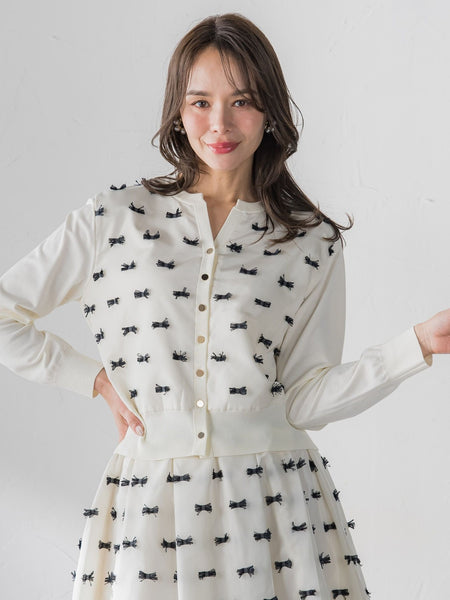 リボンジャガードカーディガン