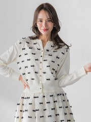 リボンジャガードカーディガン