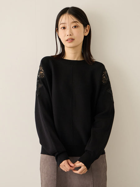 ショルダーレースニットプルオーバー≪手洗い可能≫