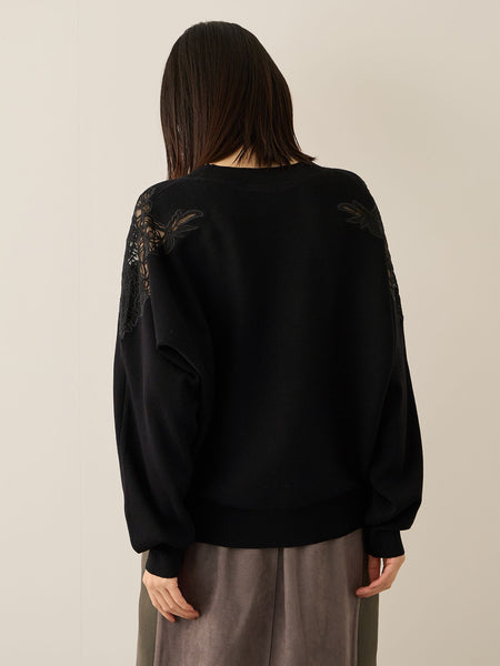 ショルダーレースニットプルオーバー≪手洗い可能≫