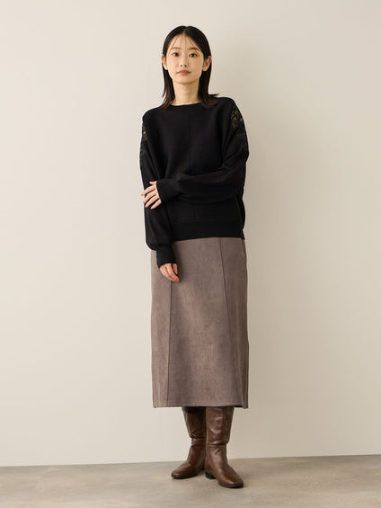 ショルダーレースニットプルオーバー≪手洗い可能≫