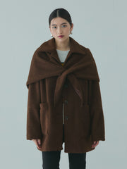 ショール付きスライバーニットコート