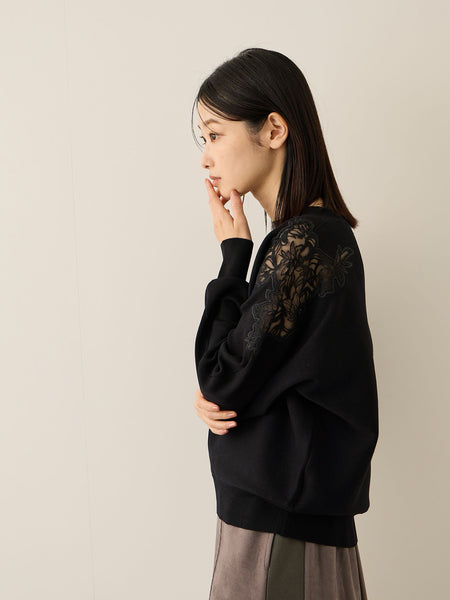 ショルダーレースニットプルオーバー≪手洗い可能≫