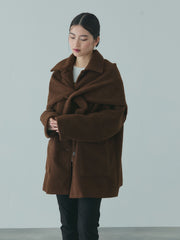 ショール付きスライバーニットコート