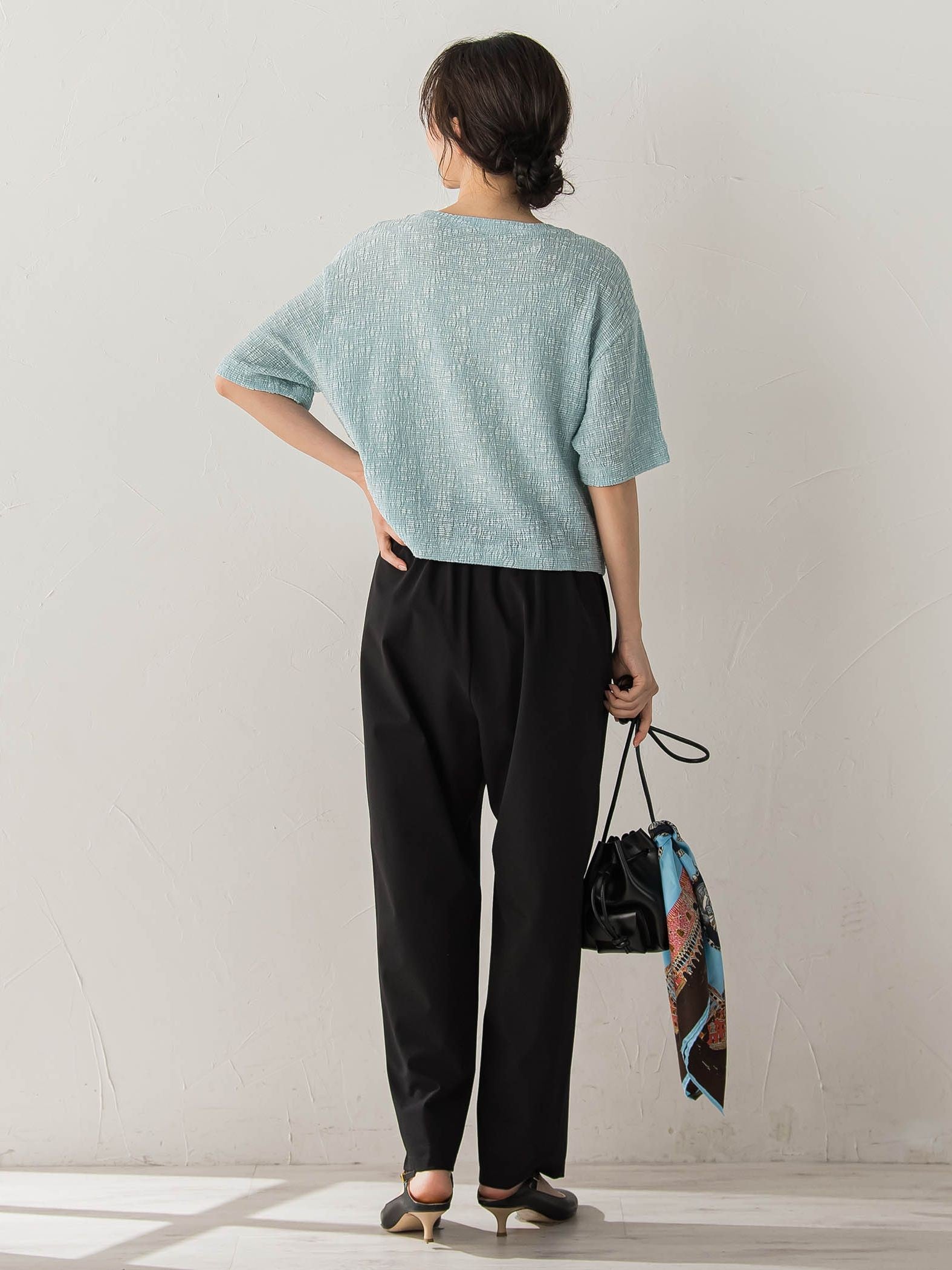 Recycle Slub BluseクロップドTシャツ