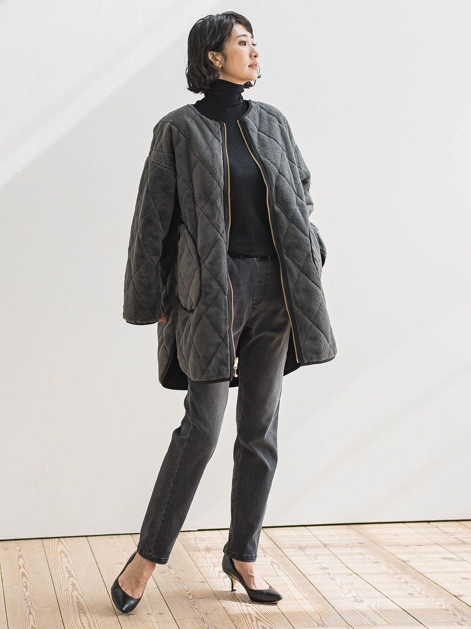 【WEB限定/大きいサイズ】”楽暖”あったか裏起毛スキニーデニム≪洗濯機で洗える≫