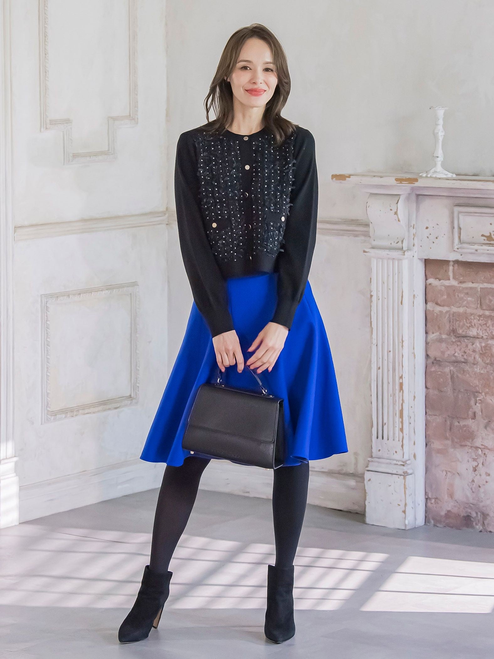 リボンドットツイードカーディガン